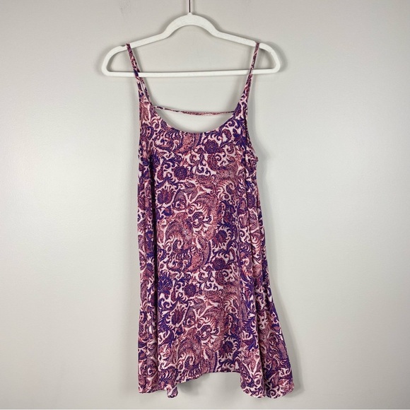 Free People Dove Slip Mini Dress Womens Small Paisley Purple Boho Hippie Flowy - Picture 9 of 10